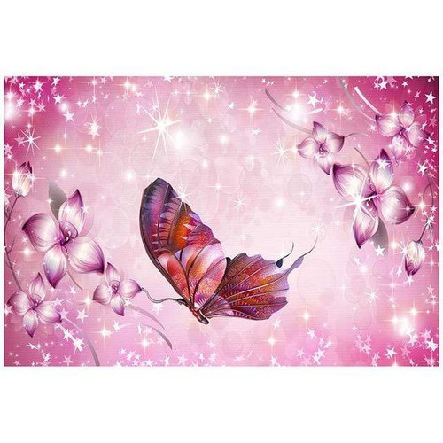 5D Diamond Painting Sparkling Pink Flower Butterfly Kit