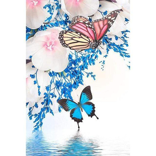 5D Diamond Painting Blue Flowers Butterfly Kit