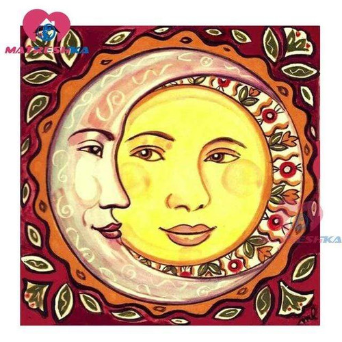 5D Diamond Painting Yellow Crescent Moon & Sun Kit