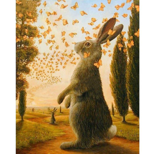 5D Diamond Painting Yellow Butterfly Rabbit Kit