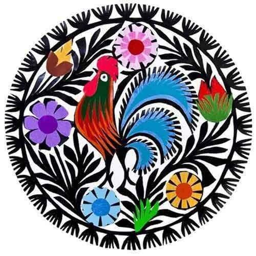 5D Diamond Painting Rooster and Flowers Circle Kit