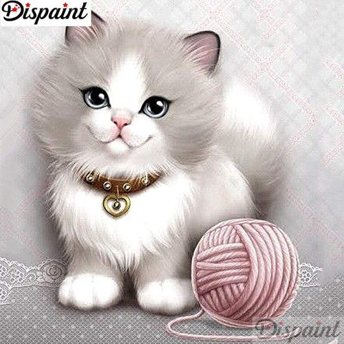 5D Diamond Painting Fluffy Kitty & A Ball of Yarn Kit