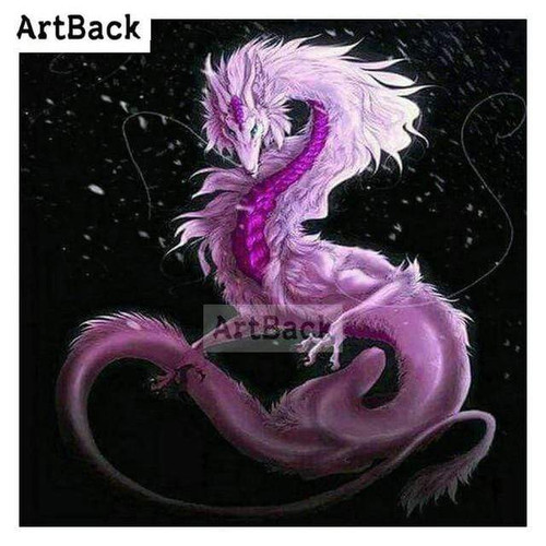 5D Diamond Painting Pink & Purple Dragon Kit