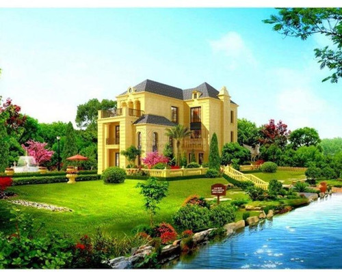 5D Diamond Painting Yellow Mansion Kit