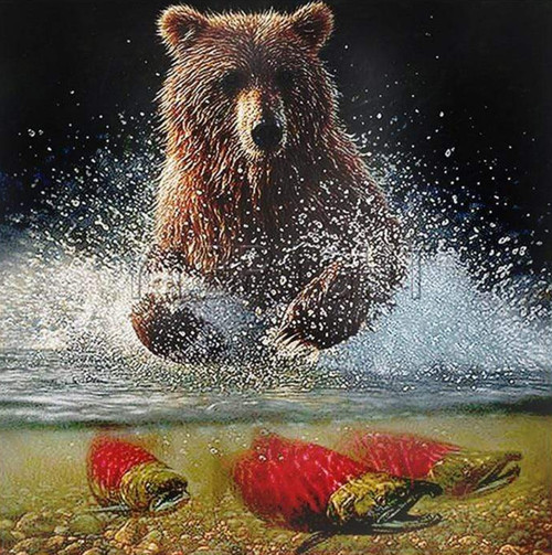 5D Diamond Painting Bear Fishing Kit