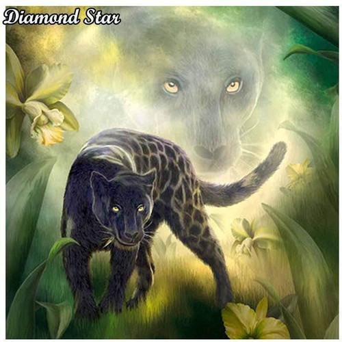 5D Diamond Painting Yellow Flower Black Panther Kit