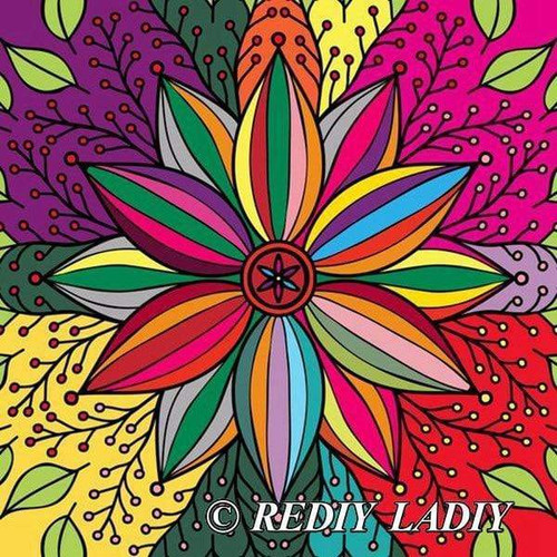 5D Diamond Painting Multi Colored Abstract Flowers Petals Mandala Kit