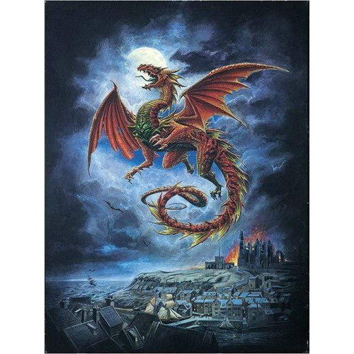 5D Diamond Painting Dragon Above the Town Kit