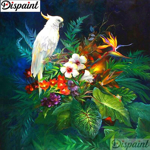 5D Diamond Painting White Cockatoo in the Flowers Kit