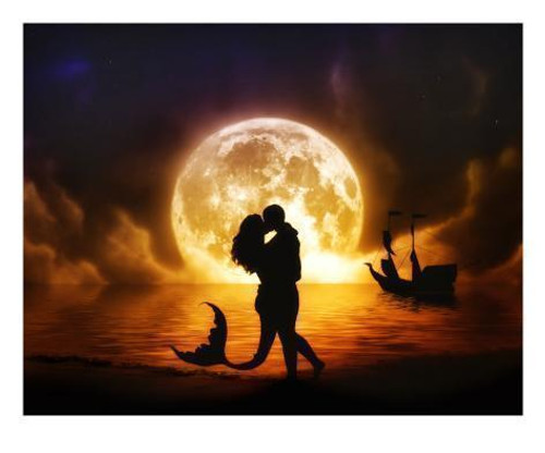 5D Diamond Painting Mermaid & Her Lover Silhouette Kit