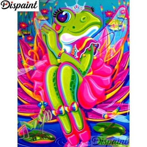 5D Diamond Painting Hot Pink Dress Frog Kit
