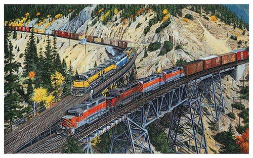 5D Diamond Painting Two Mountain Trains Kit