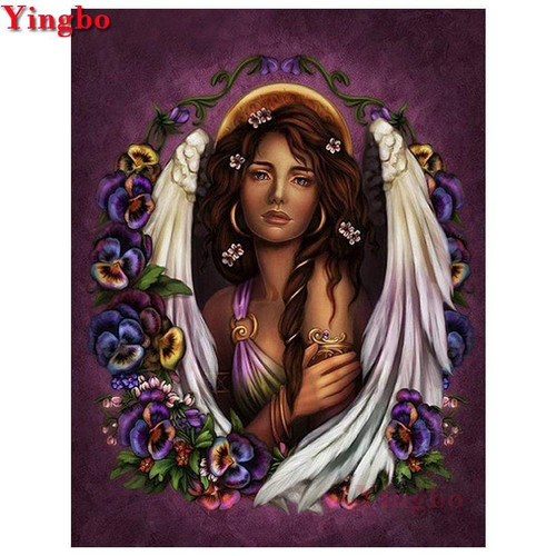 5D Diamond Painting Angel Wings & Flowers Kit