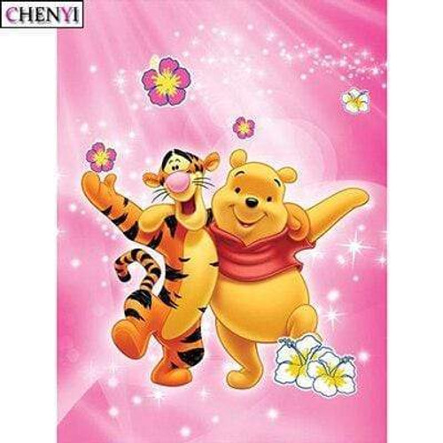 DIY 5D Diamond Painting Kit, 16x12 Tigger Winnie The Pooh Roo Round Full Drill Crystal Rhinestone Embroidery Cross Stitch Arts Craft Canvas for Home