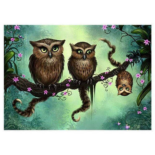 5D Diamond Painting Three Owls Kit