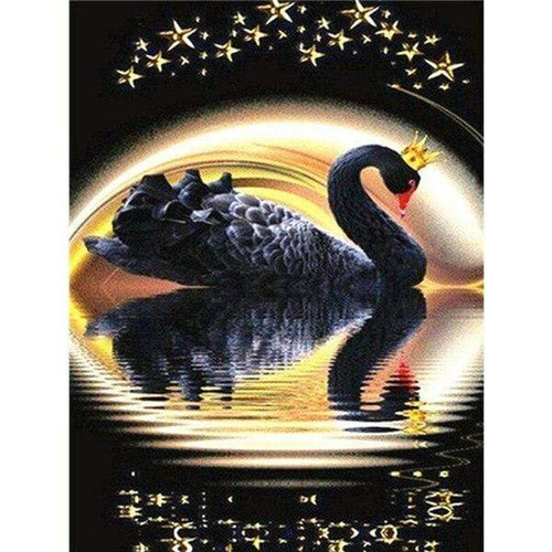 5D Diamond Painting Gold Crown Black Swan Kit
