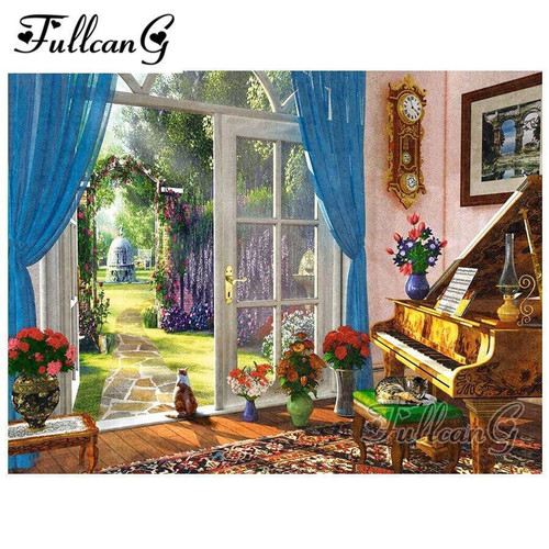 5D Diamond Painting Cats by the Piano Kit