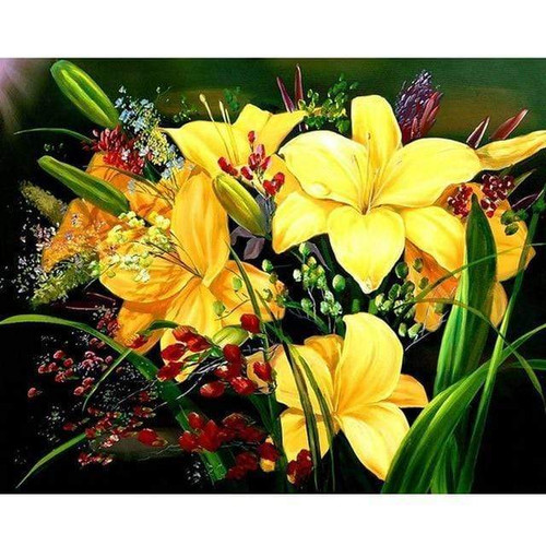 5D Diamond Painting Yellow Lilies Kit