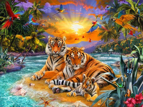 5D Diamond Painting Tiger Island Sunset Kit