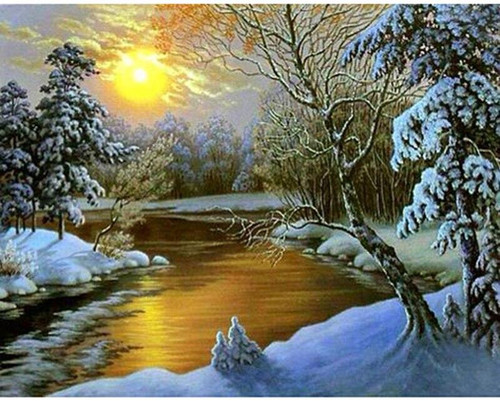 5D Diamond Painting Sun Over the Snowy River Kit