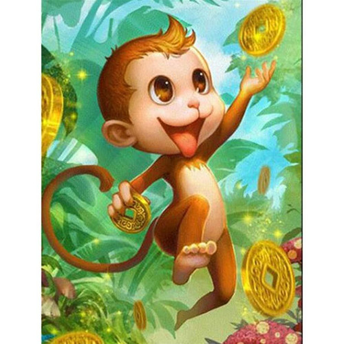 5D Diamond Painting Gold Coin Monkey Kit