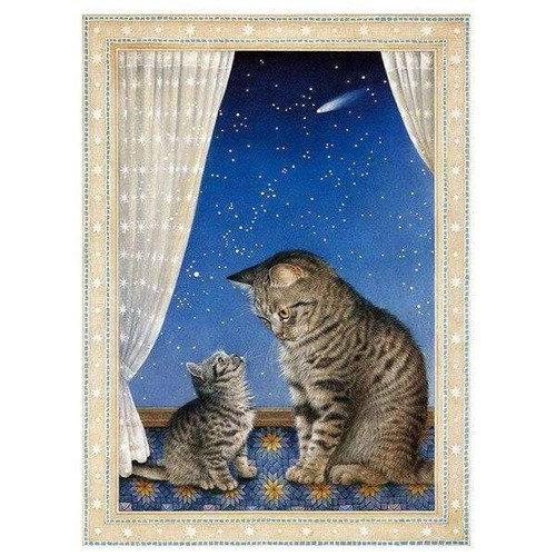 5D Diamond Painting Shooting Star Cat & Kitten Kit