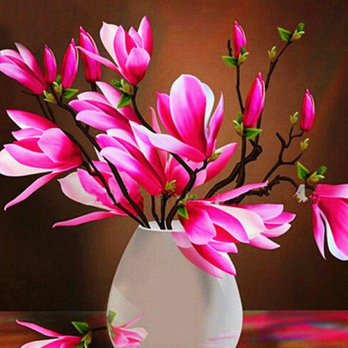 5D Diamond Painting Bright Pink Magnolias Kit