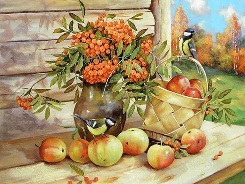 5D Diamond Painting Birds by the Apples Kit