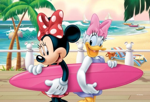 5D Diamond Painting Minnie and Daisy Surfboard Kit