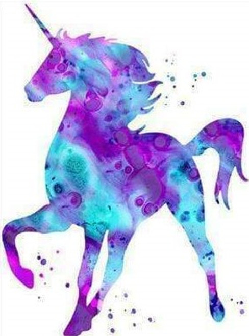 5D Diamond Painting Abstract Purple and Blue Unicorn Kit