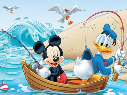 5D Diamond Painting Mickey and Donald Fishing Kit