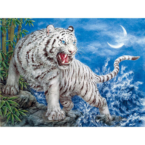 5D Diamond Painting White Tiger Fangs Kit