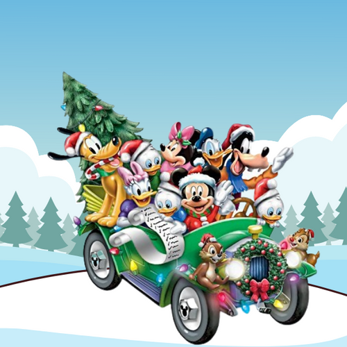 5D Diamond Painting Mickey and Friends Christmas Drive Kit