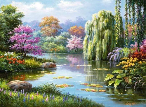 5D Diamond Painting Weeping Willow by the River Kit