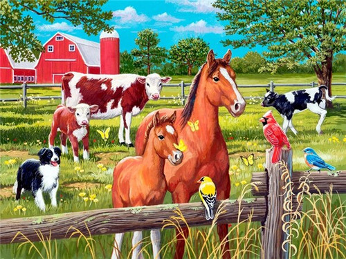 5D Diamond Painting Birds and Butterflies on the Farm Kit