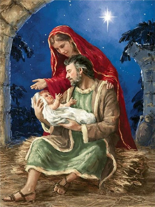 5D Diamond Painting Mary, Joseph and Baby Jesus Under the Star Kit