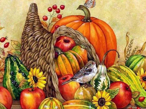 5D Diamond Painting Squash and Bird Cornucopia Kit