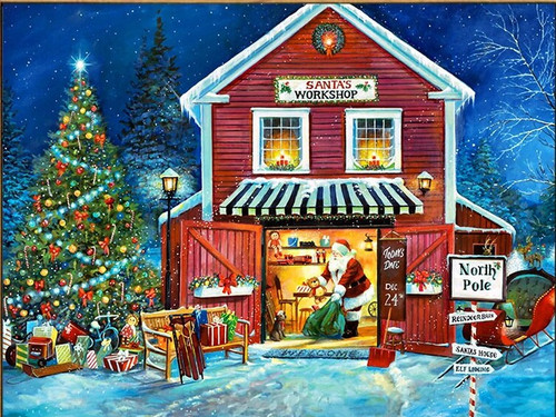 5D Diamond Painting Santa's Workshop North Pole Kit