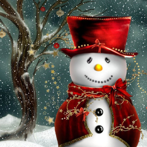 5D Diamond Painting Red Top Hat Snowman Kit