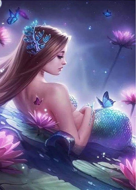 5D Diamond Painting Butterfly Mermaid Girl Kit