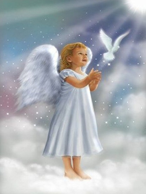 5D Diamond Painting Little Angel and a Dove Kit