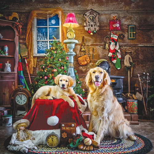 5D Diamond Painting Christmas Dogs in a Cabin Kit