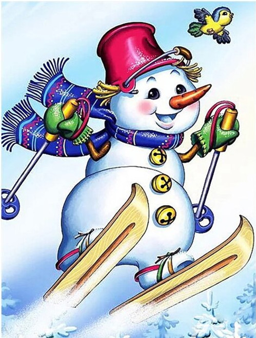 5D Diamond Painting Skiing Snowman Kit