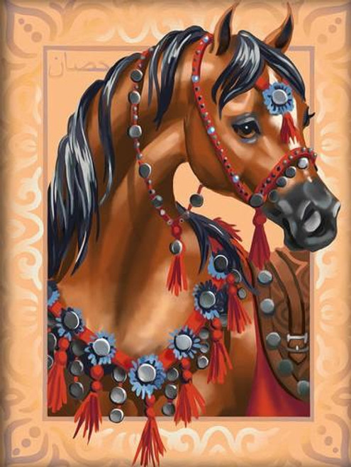 5D Diamond Painting Red Tassel Brown Horse Kit
