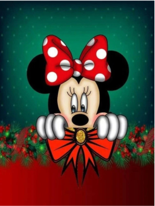 5D Diamond Painting Minnie Christmas Bow Kit