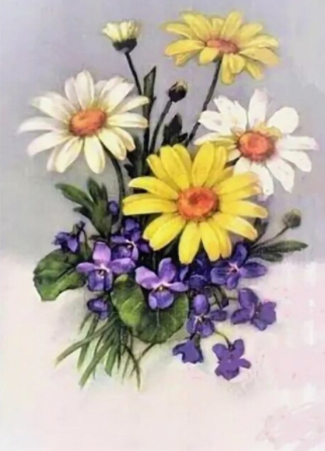 5D Diamond Painting Yellow and White Daisy Bouquet Kit