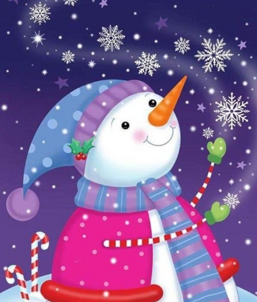 5D Diamond Painting Purple Sky Snowman Kit