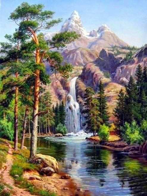 5D Diamond Painting Mountain Waterfalls Kit