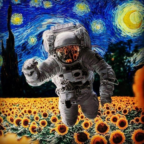 5D Diamond Painting Astronaut in the Sunflowers Kit