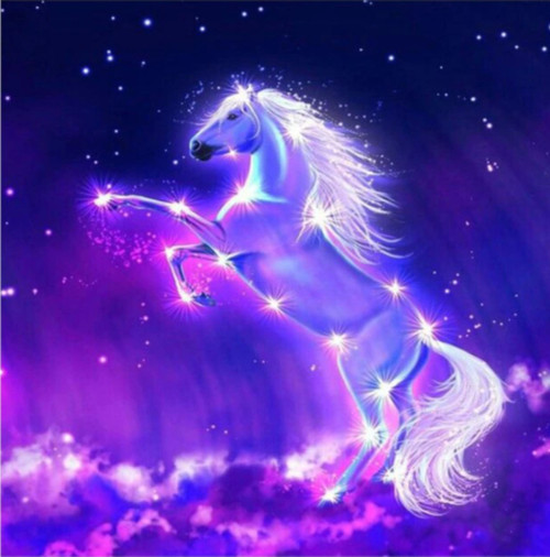 5D Diamond Painting Sparkling Purple Horse Kit